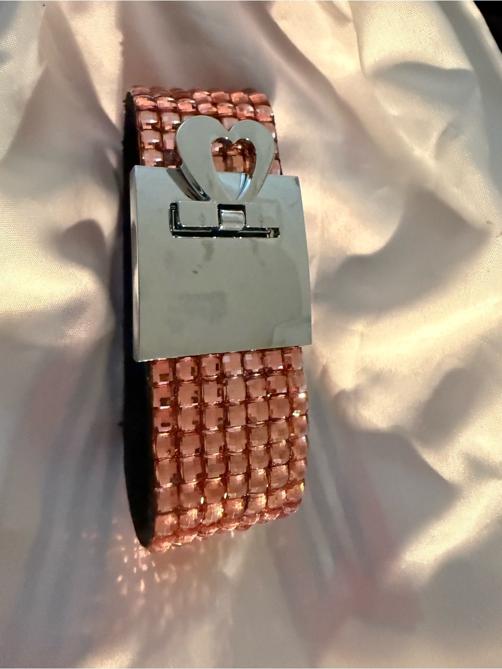 Rose Gold Crystal Strap Smartwatch Band with Heart Clasp